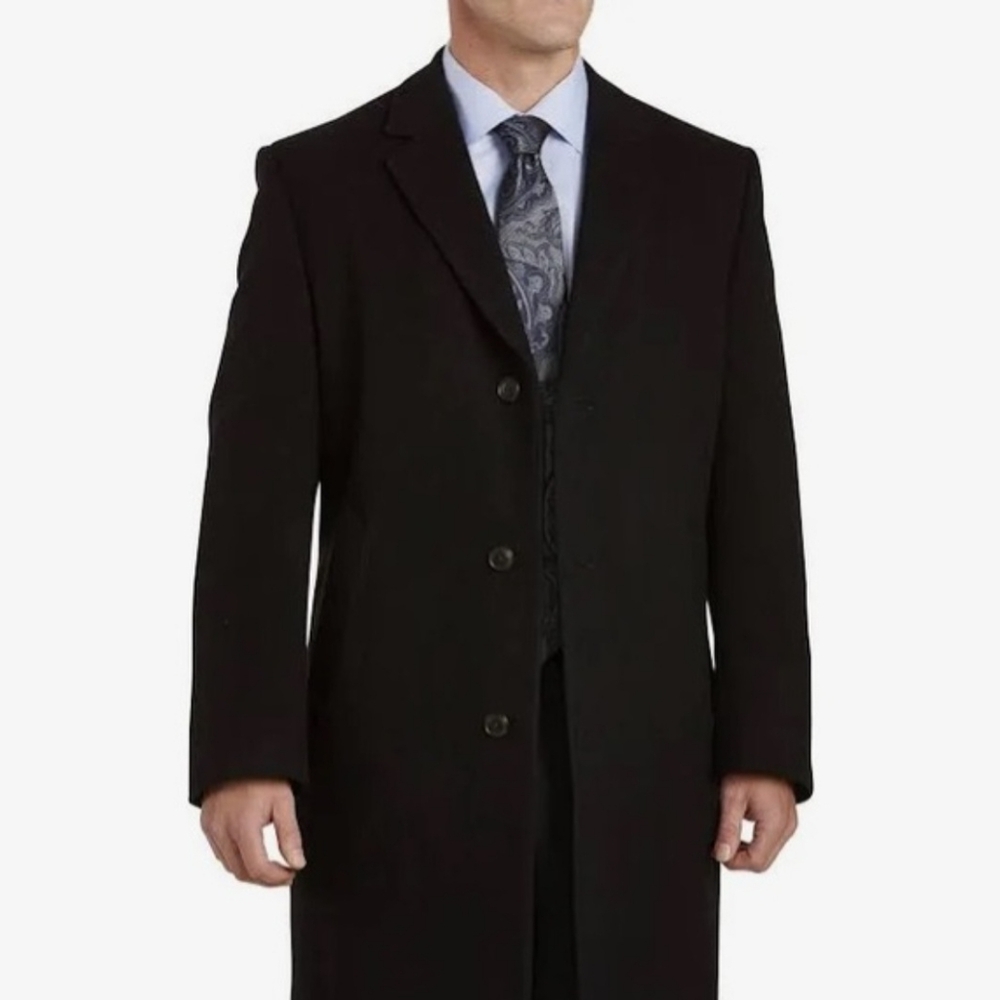 Mens Saddlebred Long Black Wool Top Coat
